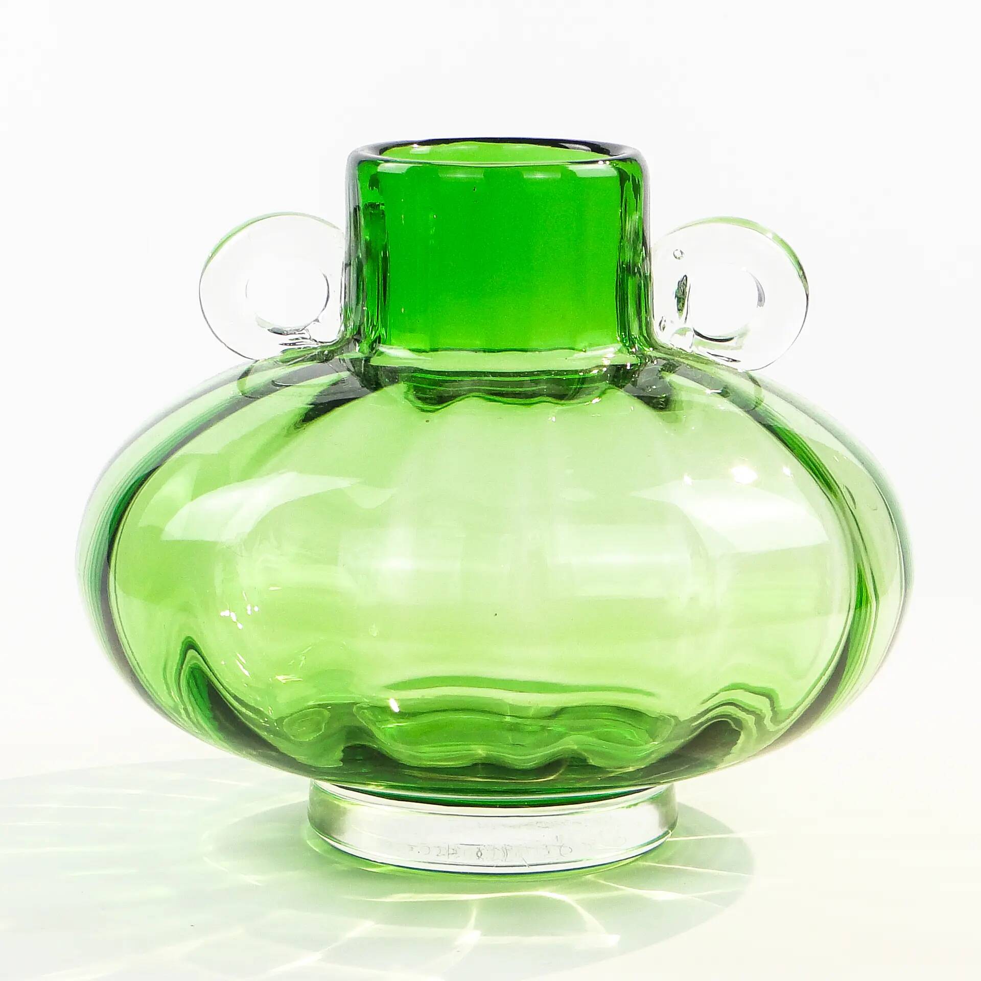 Mid-century modern vase, turquoise glass, Poland, 1970s