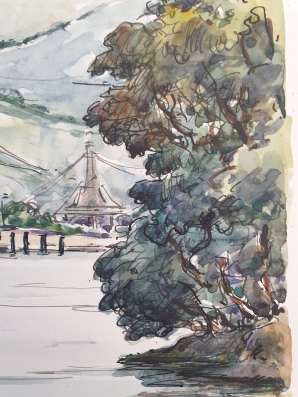 André Duculty (1912-1990) Watercolor on paper "Les Andelys (Normandy)" Signed lower right