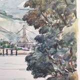 André Duculty (1912-1990) Watercolor on paper "Les Andelys (Normandy)" Signed lower right