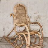 Rattan and cane rocking chair