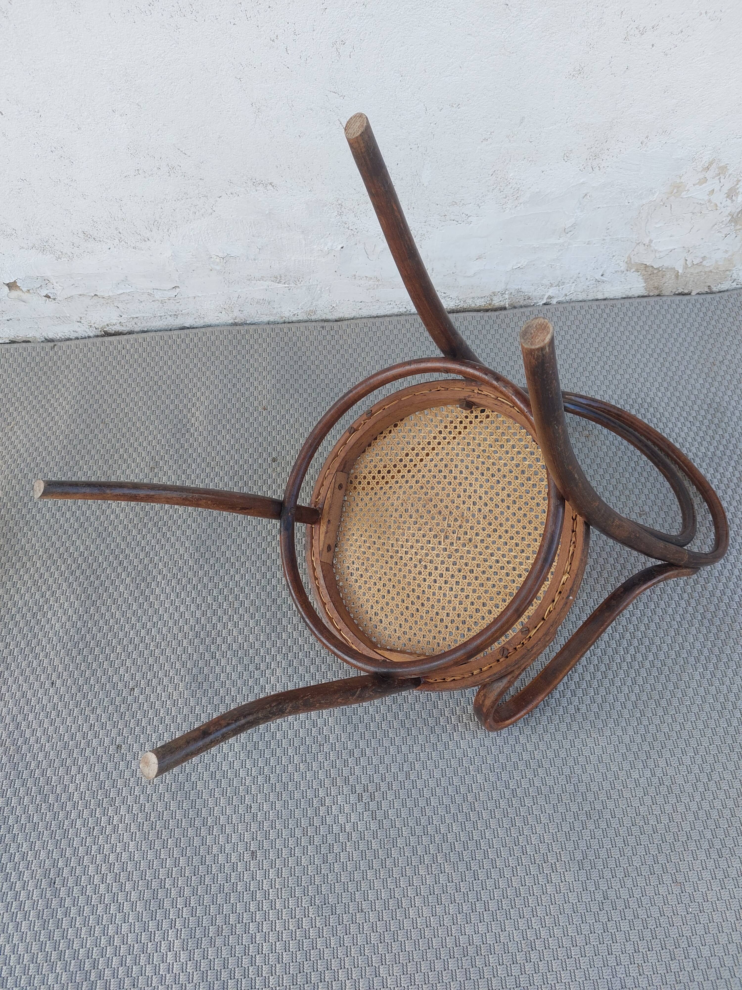 Fauteuil canné et bois courbé style Thonet Fischel, années 30