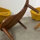 Solid wood coffee table with 2 Yin and Yang elements vintage 60s