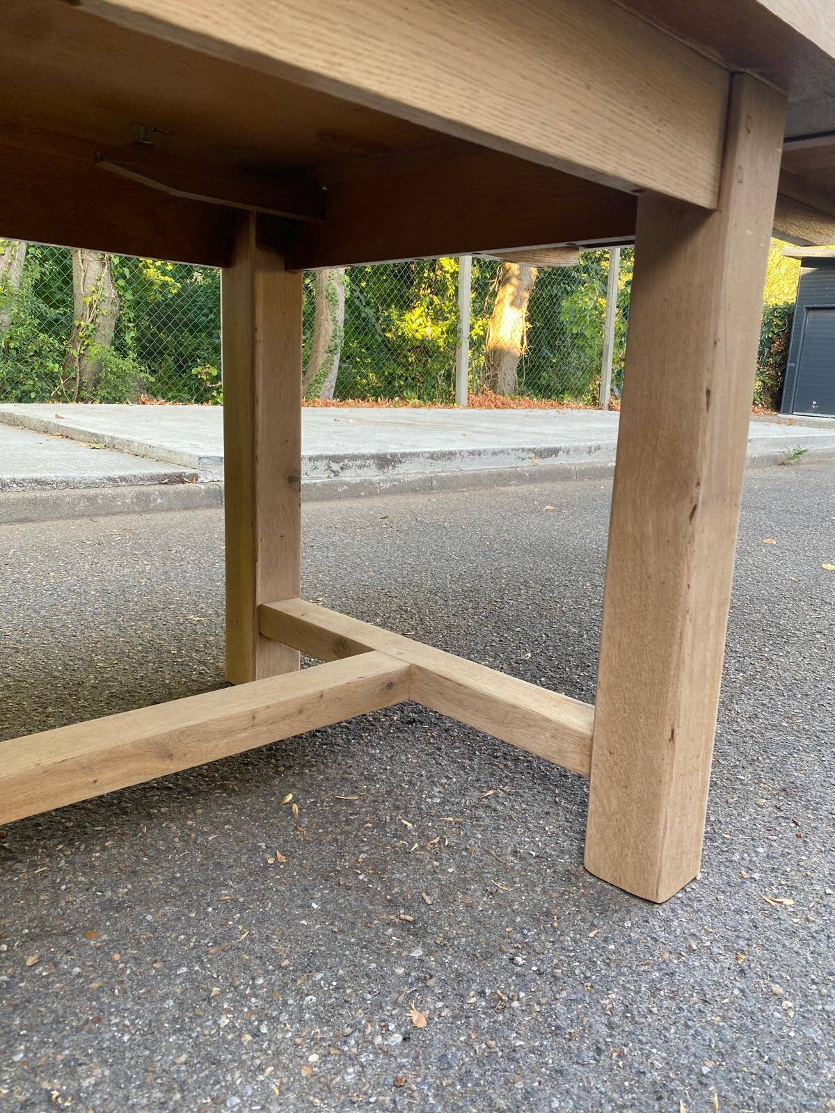 Farmhouse dining table extendable stripped in raw solid oak 180-270cm 1