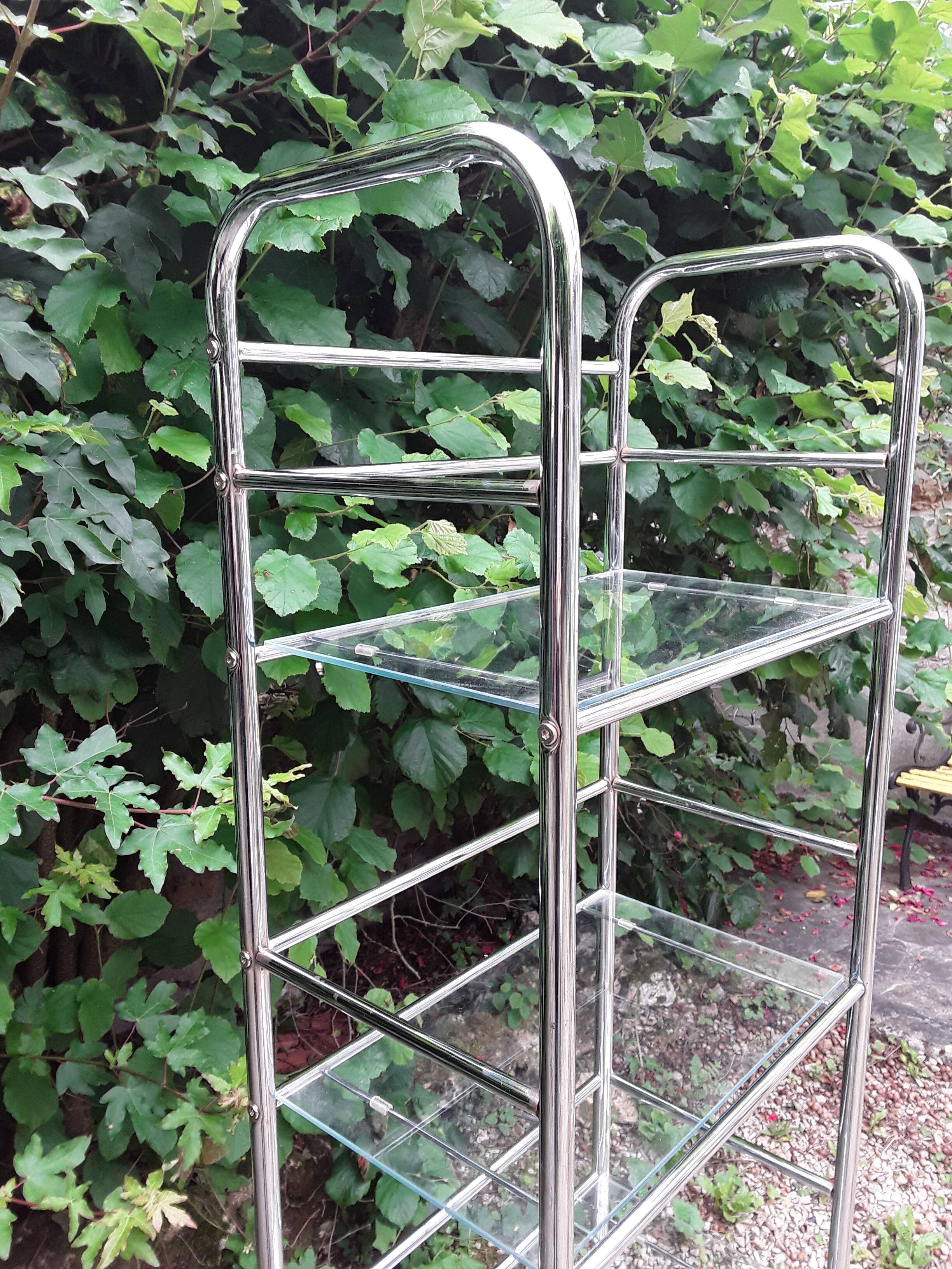 Chromed metal design shelf