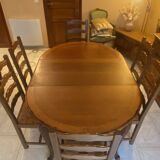 Table in solid cherry wood in Louis XV style.