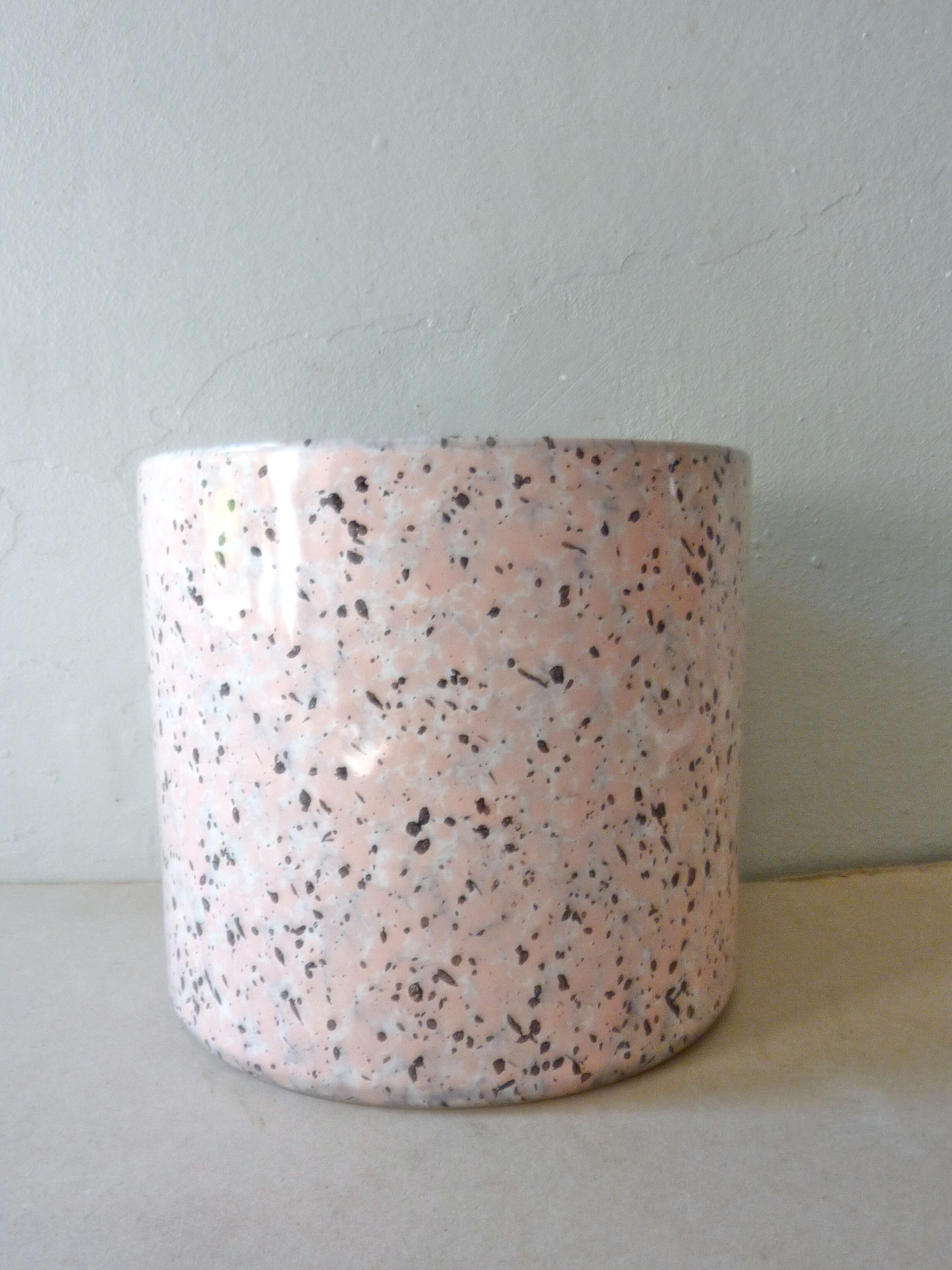 Cache pot ceramic pink way terrazzo of the 1980s