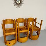 Set of 6 solid pine chairs, Scandinavian design, Reiner Daumiller