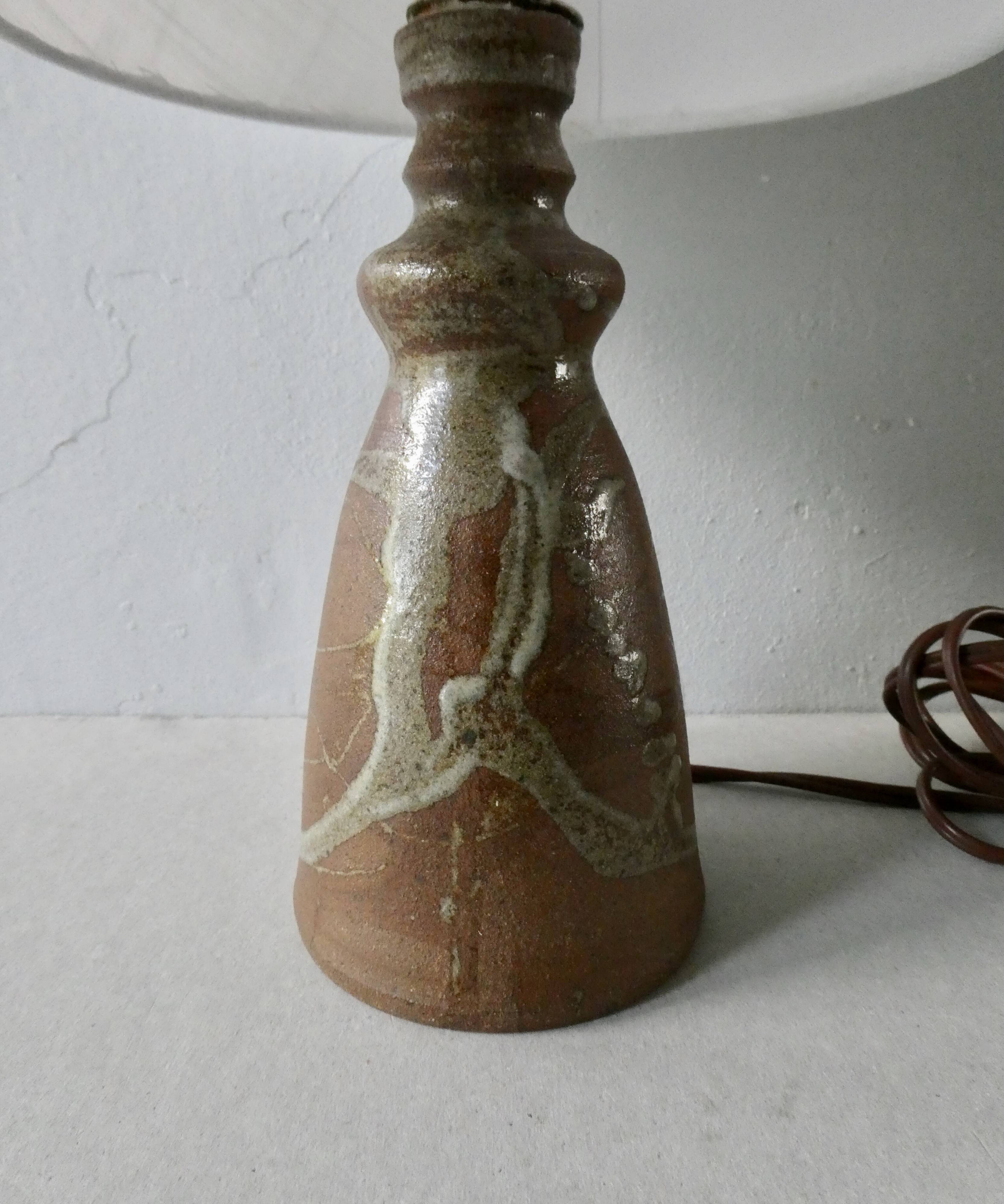 Sandstone lamp, signed, 60s