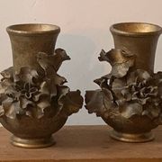 Pair of slip vases, ceramic with golden patina, signed Édouard Gilles.