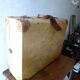 Old suitcase, wood and skin