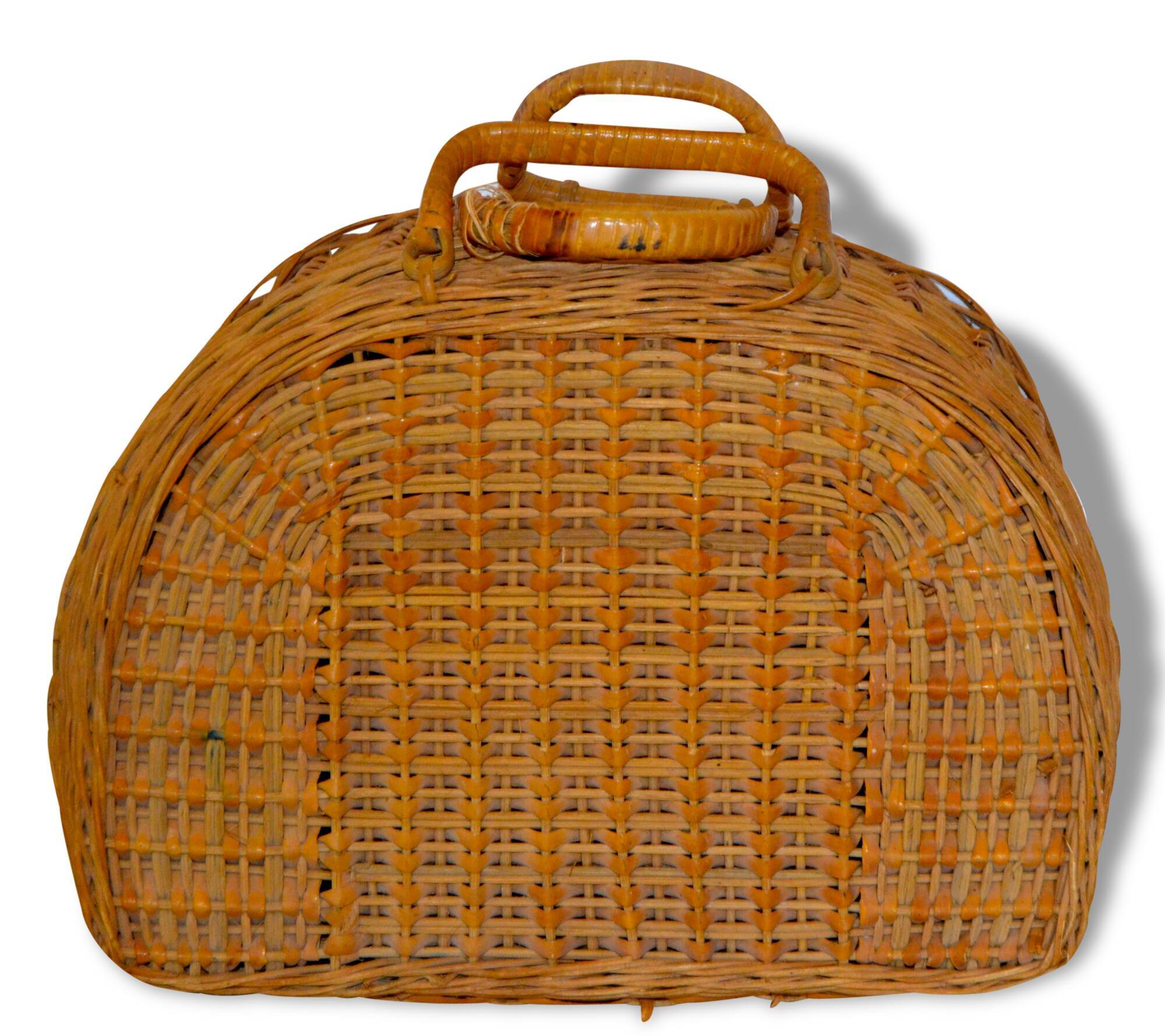 Half-moon rattan & wicker suitcase