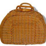 Half-moon rattan & wicker suitcase