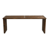 Interior slatted bench in fir - brutalist style, 1960s