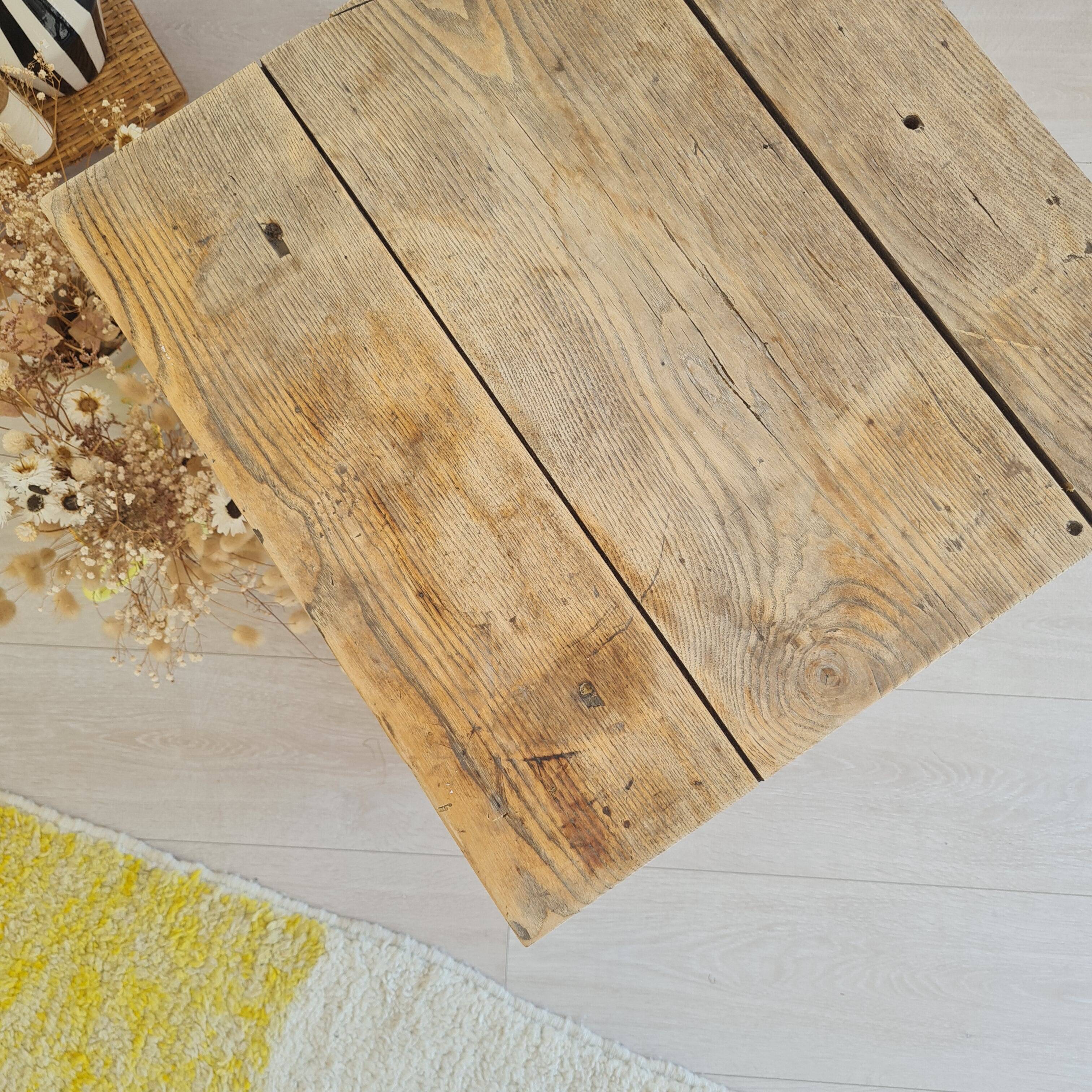 Brutalist table - oak side table