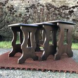 Vintage English nesting tables in elm.