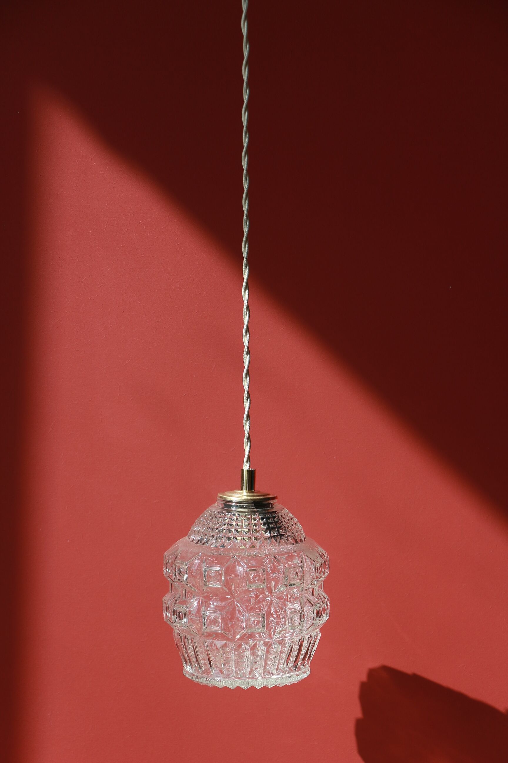 Hanging lamp textured patterned glass and relief