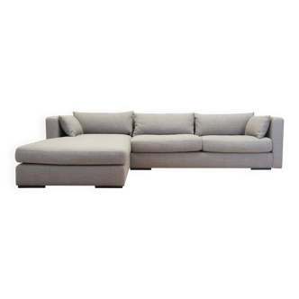 Canapé d'angle gris, design scandinave, années 2000