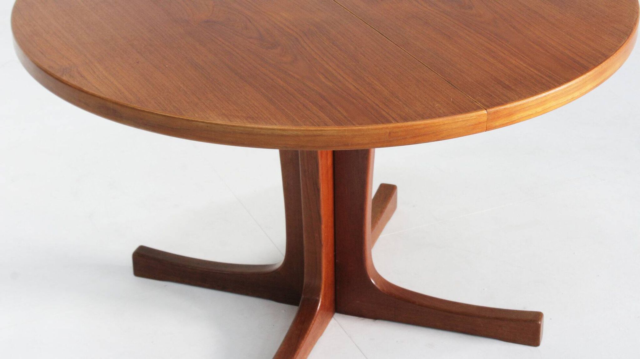 Vintage Danish round extendable dining table teak 1960s