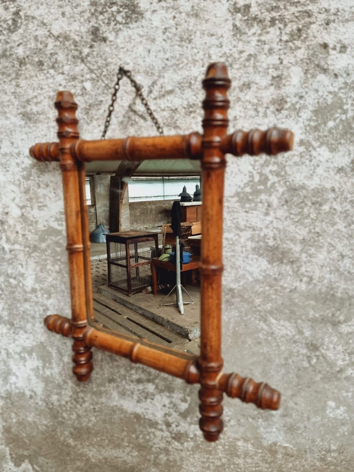Vintage mirror faux bamboo 39x44cm