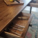 Large solid oak farmhouse table with two drawers 260 cm x 100 cm