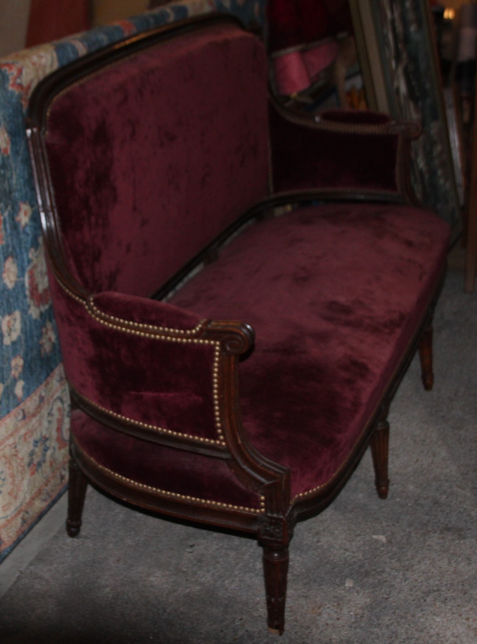 Sofa red burgundy style louis XV