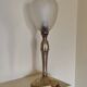 Lamp with a 19th-century chiseled bronze base and antique glass shade