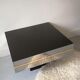 Coffee table design smoked mirror and steel sheet, belgium 1970