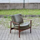 Ib Kofod Larsen for Fröscher Sitform olive leather Lounge Chair
