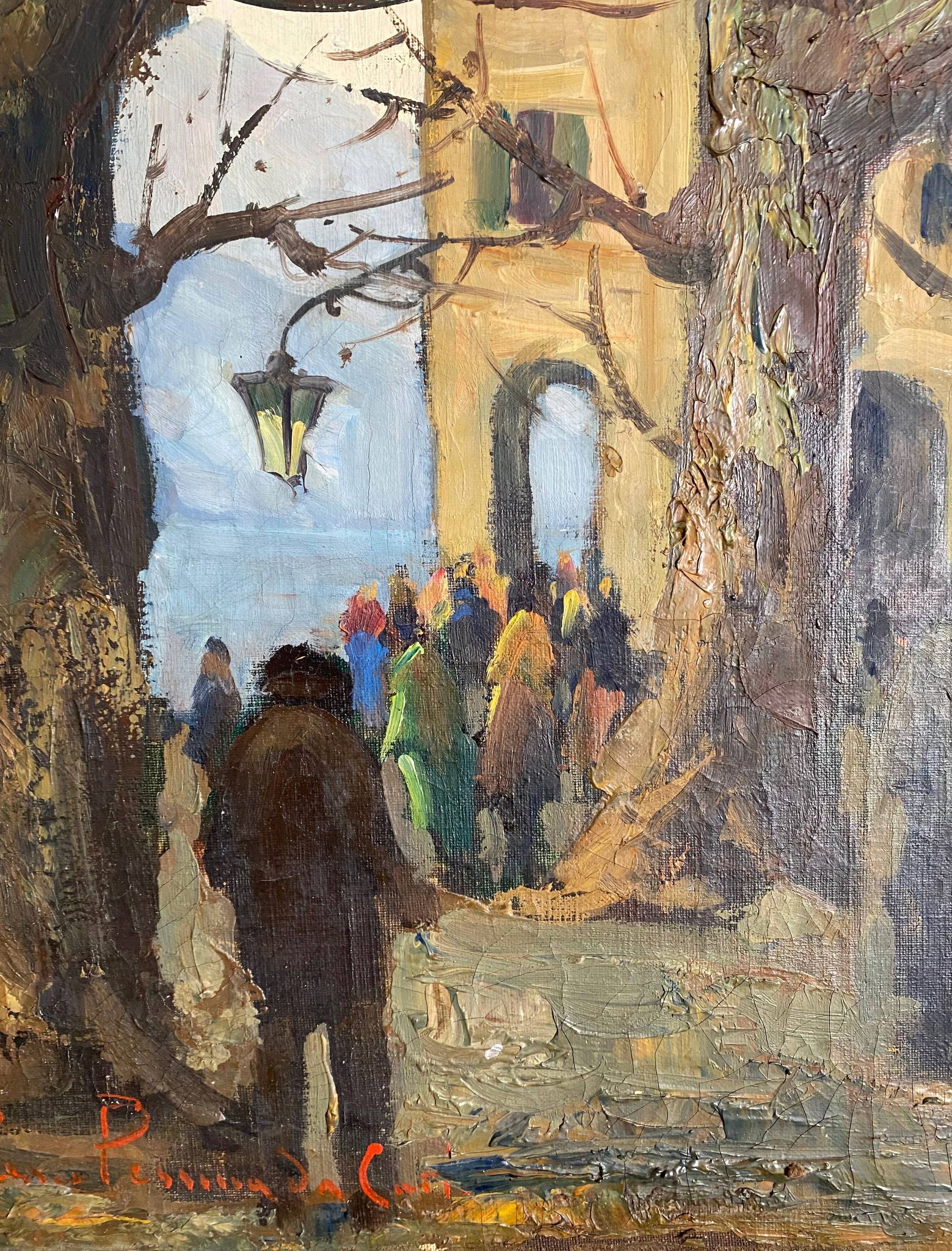 Hst painting "lake orta" cusio italy pino pessina da castanedo (1911 / 1991)