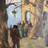 Hst painting "lake orta" cusio italy pino pessina da castanedo (1911 / 1991)