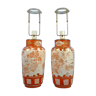 Japanese Kutani tablelamps made from porcelain vases from Meiji period (1868-1912). A pair.