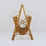 Bamboo and rattan magazine rack in the style of Franco Albini, Italy, 1950s.
