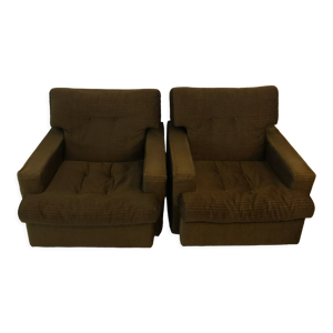 Paire de fauteuils vintage - kaki