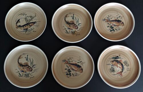 Fish plates series of six sandstones Sarreguemines model Granville