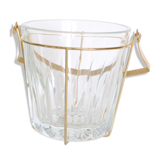 Glass ice bucket and wired metal frame in the 1960s