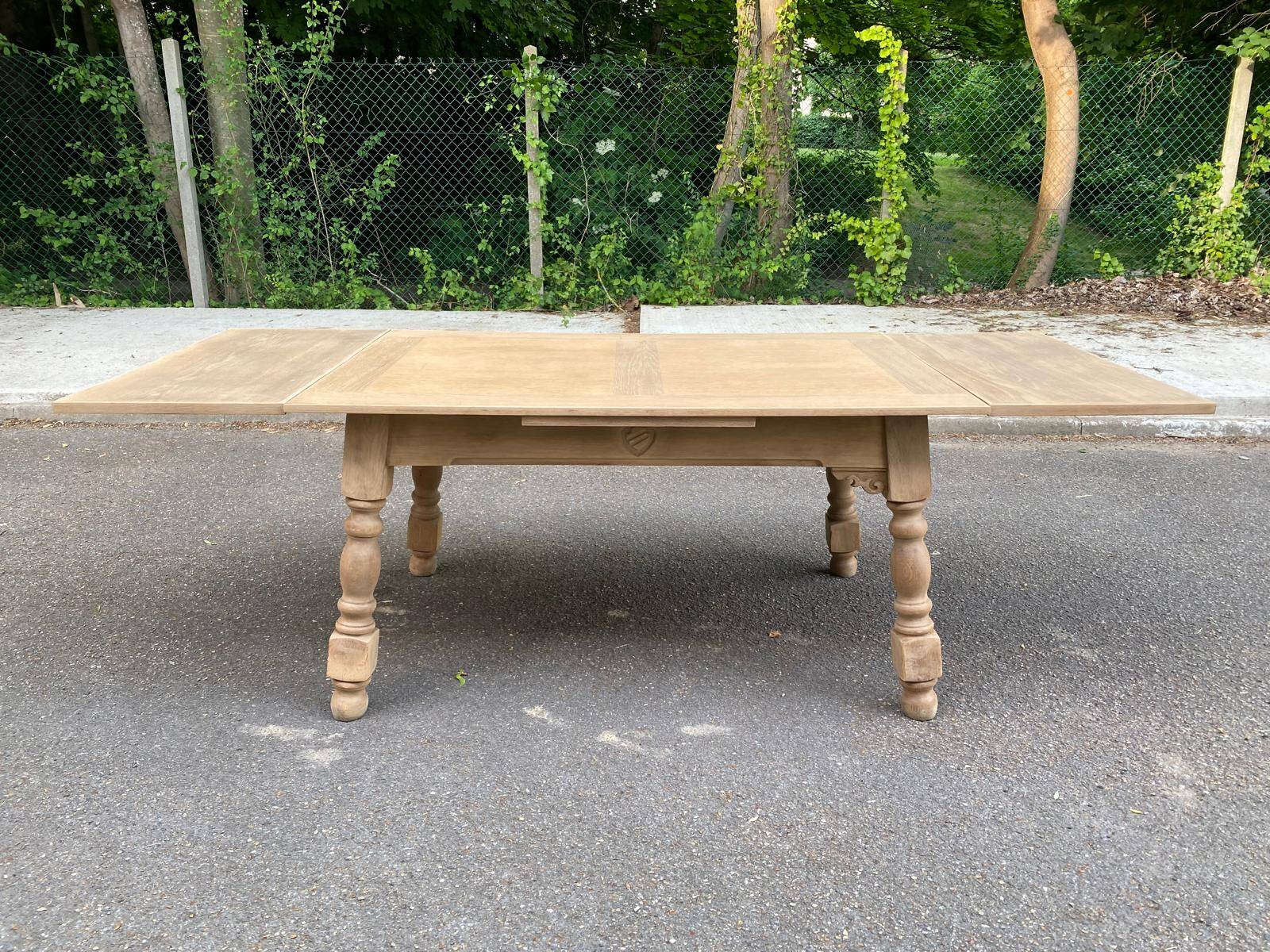 Renovated art deco extendable wooden dining table 235cm