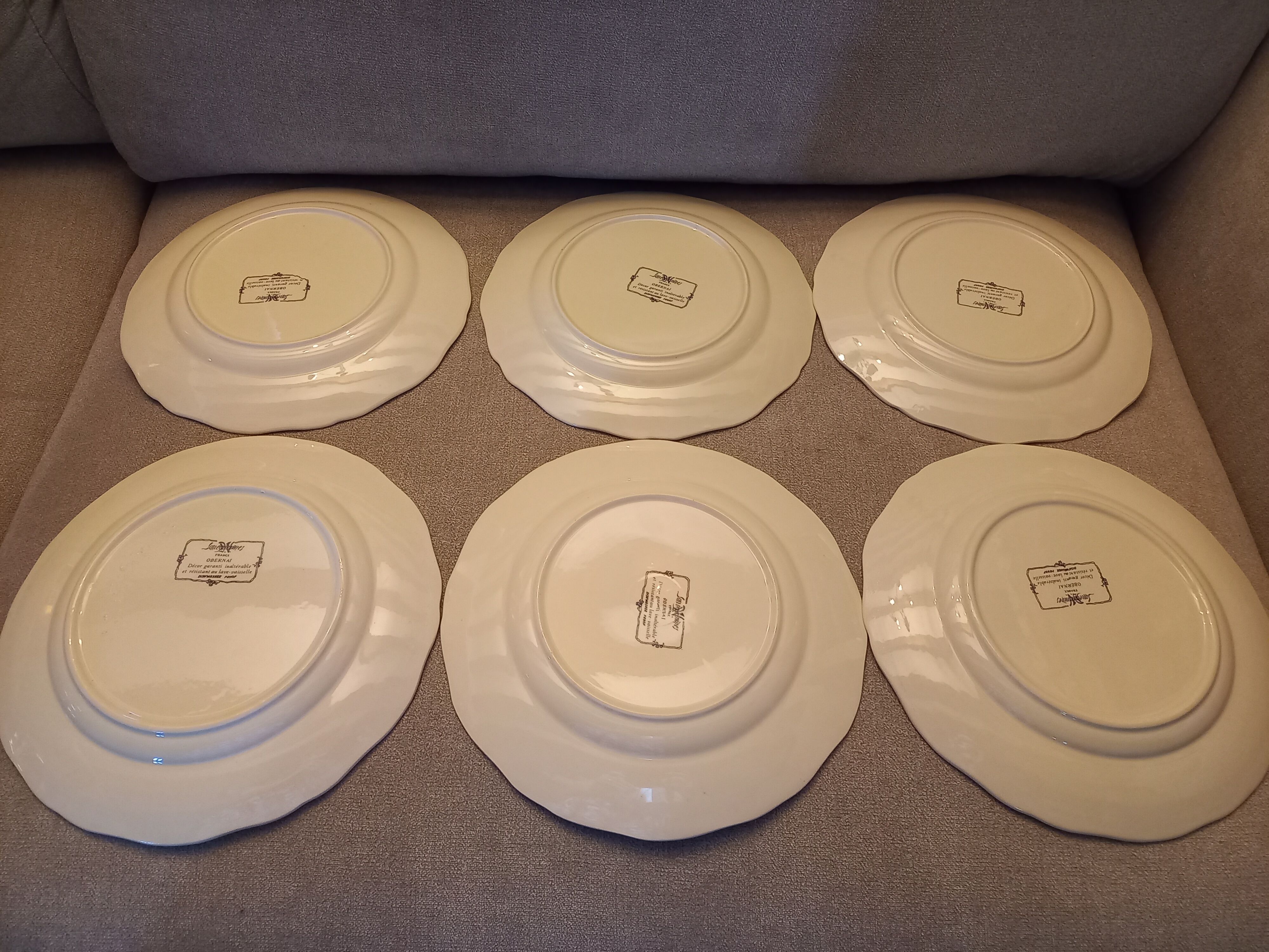 6 flat plates Sarreguemines Obernai décor Alsace