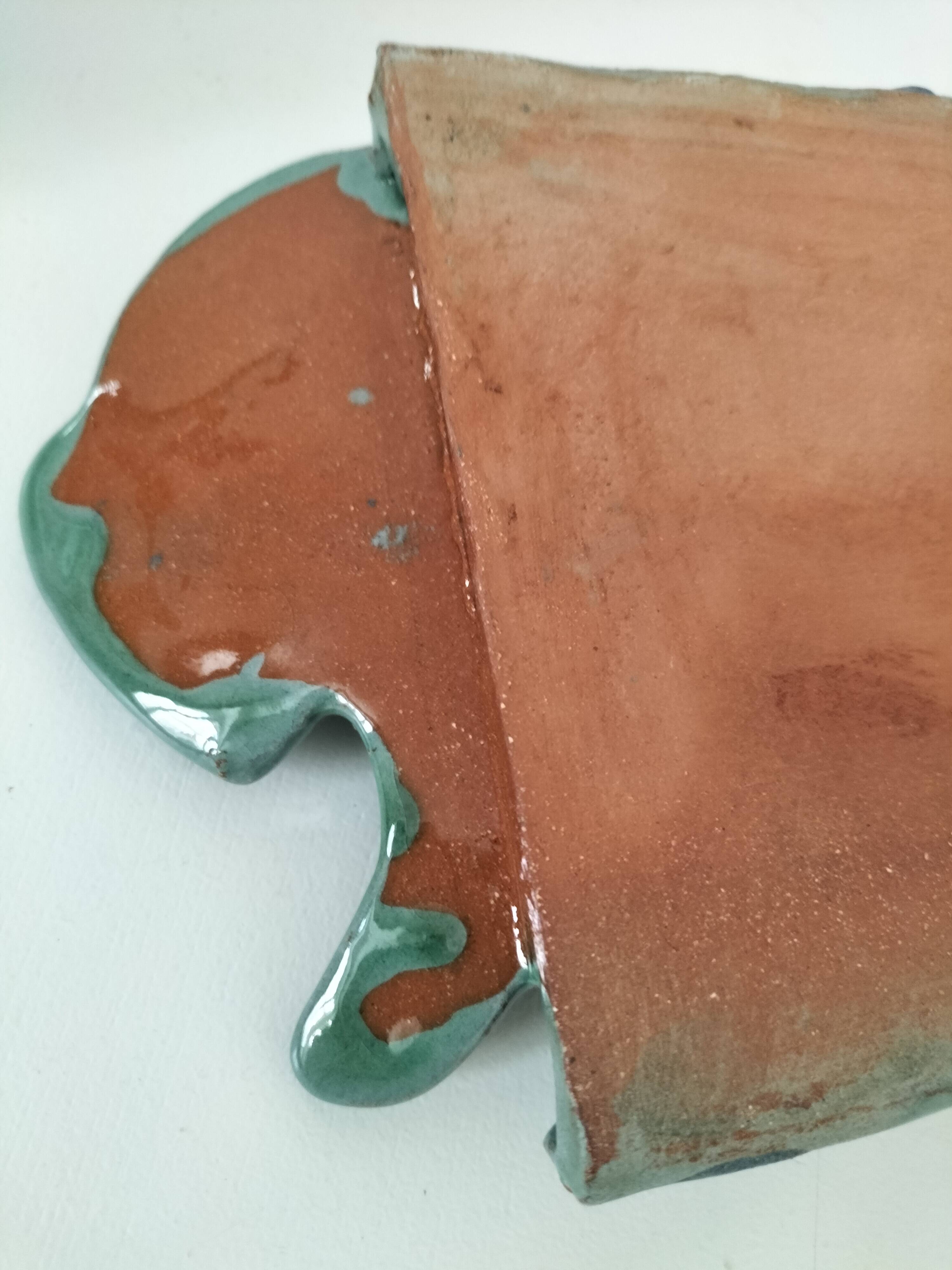 Decorative handcrafted dish – glazed earthenware, marine decor – 80s/90s