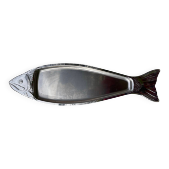 Large stainless steel fish platter signed Jean Couzon
