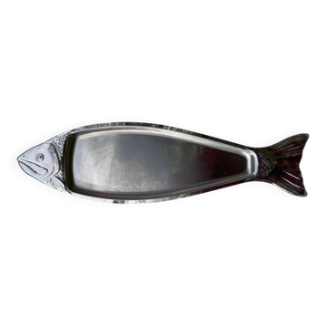 Large stainless steel fish platter signed Jean Couzon