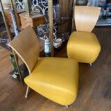 Paire de fauteuils bobo en cuir.
