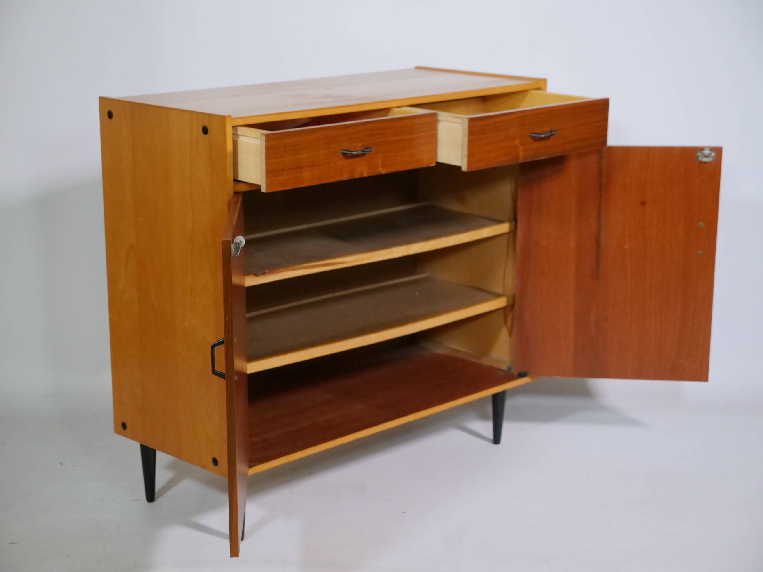Commode en teck buffet vintage années 60 armoire meuble à chaussures