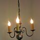 Vintage french 3 light silver brushed satin flemish chandelier