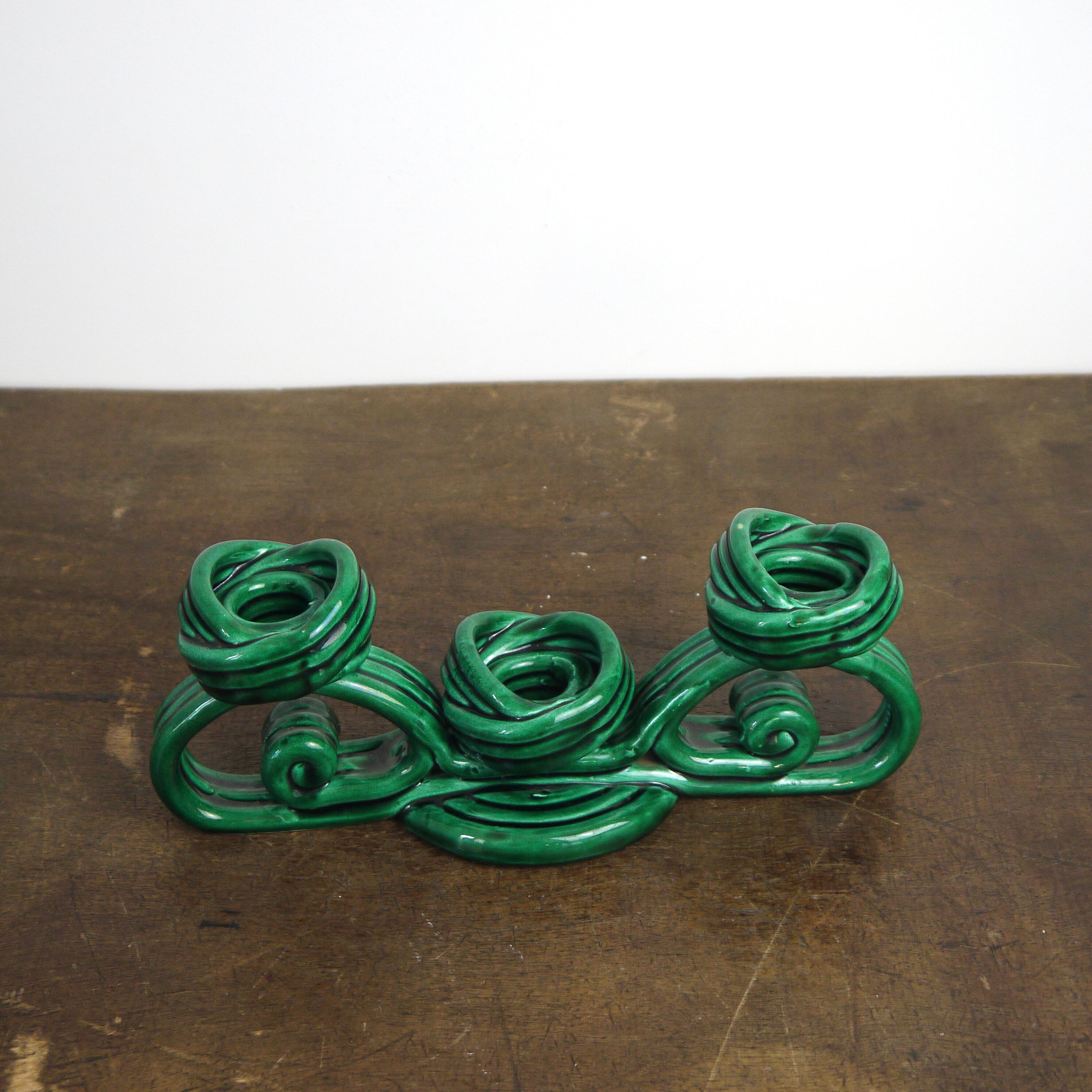 Green ceramic Vallauris Bougeoir