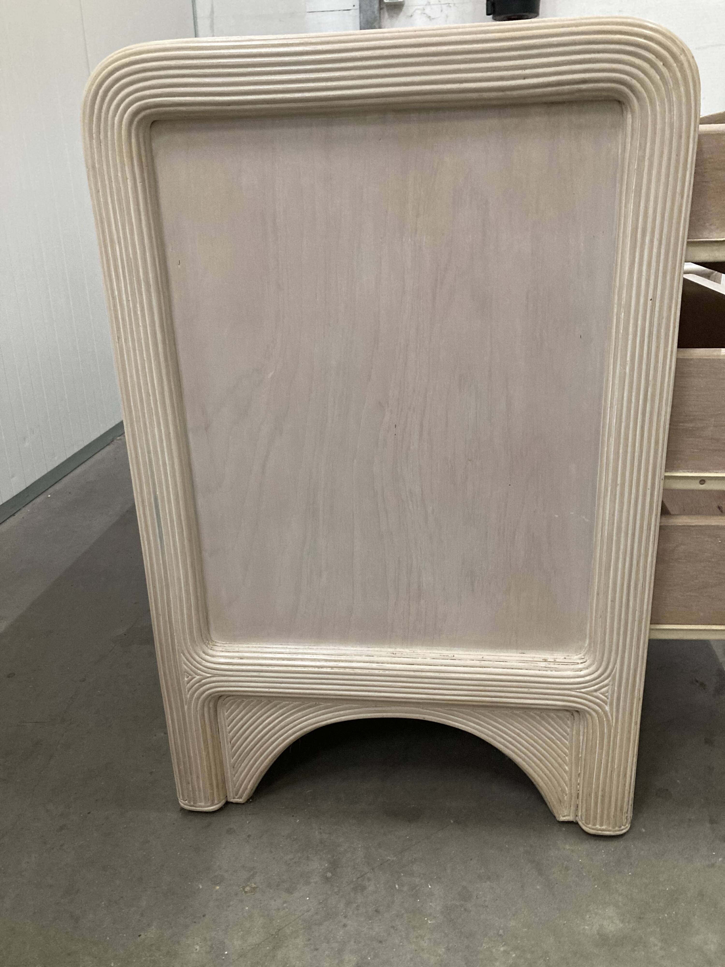 White wash sideboard made of woven rattan/bamboe, '70