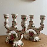 Pair of white earthenware candlesticks