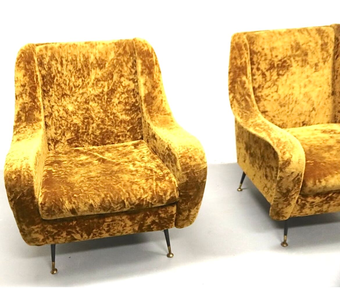 Pair set of 2 armchairs, italy 1950s