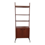 Freestanding Italian bookcase in teak and brass from the 60s
