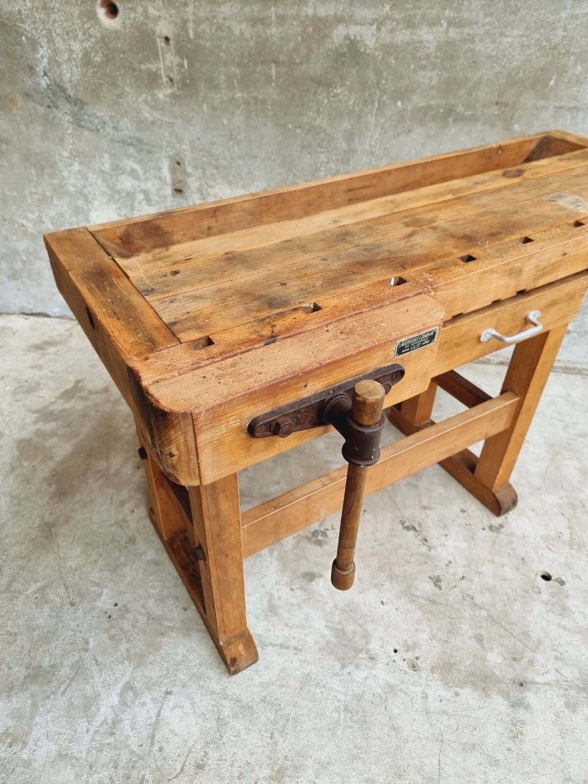 Workbench side table bathroom furniture beech