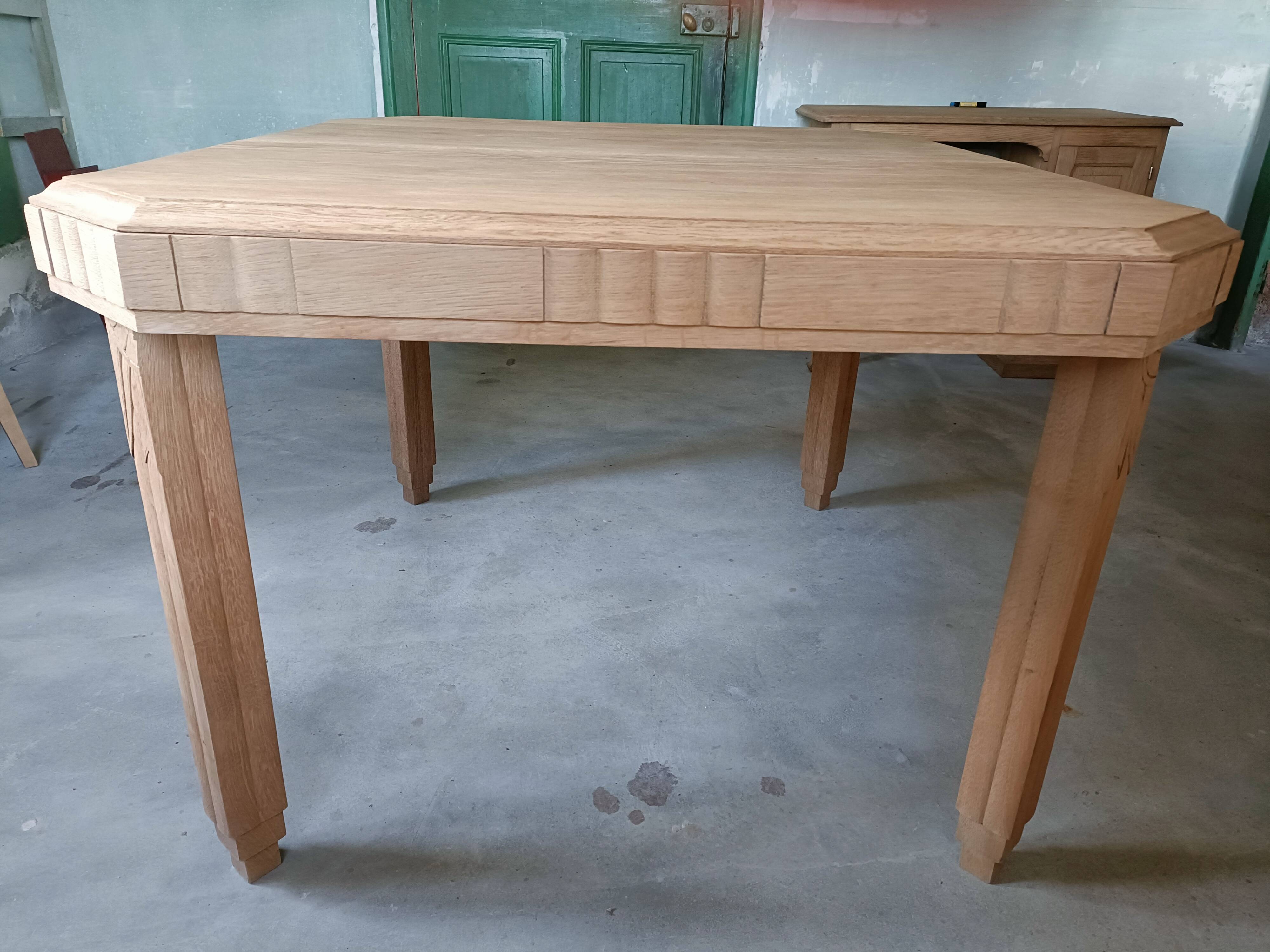 Renovated Art Deco dining table with extension.